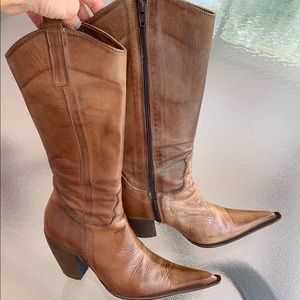 Cecil Italian Leather Brown Boots Sz 36 fits 36.5
